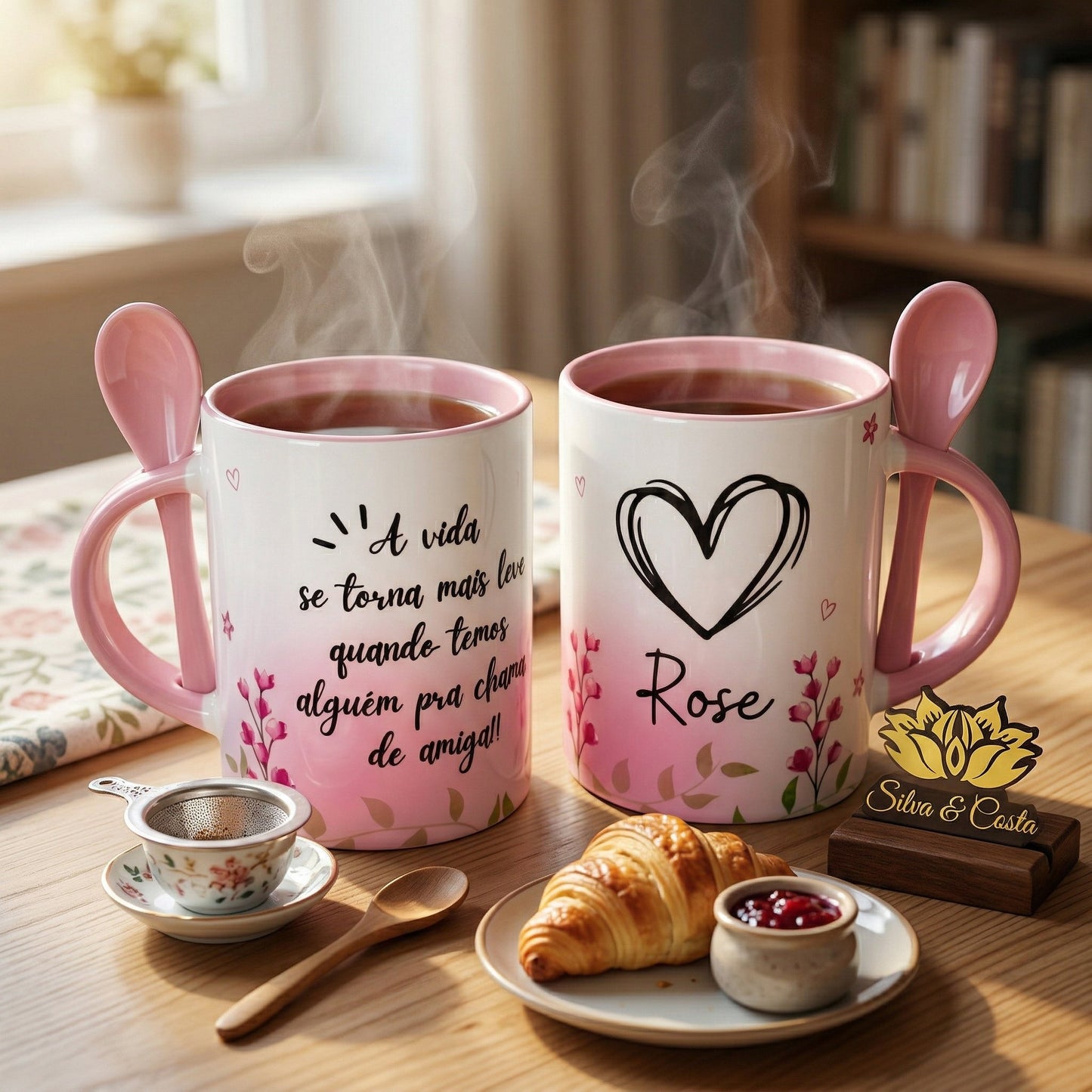 Caneca Cônica com Colher Personalizada | Presente com Nome