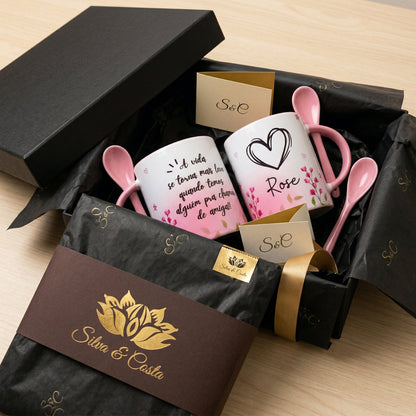 Caneca Cônica com Colher Personalizada | Presente com Nome