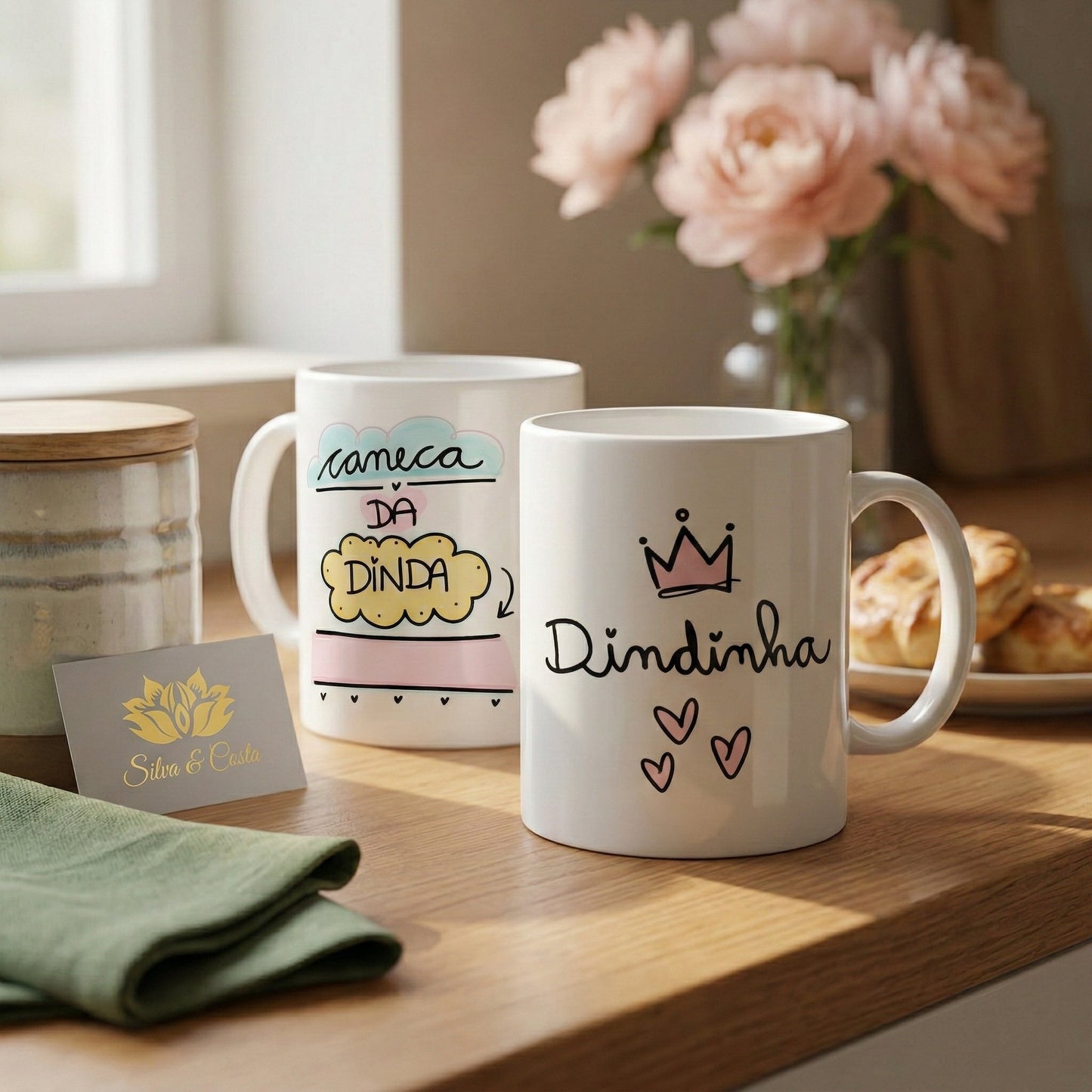 Caneca Personalizada com Foto e Nome — Presente para Dinda Dindinha