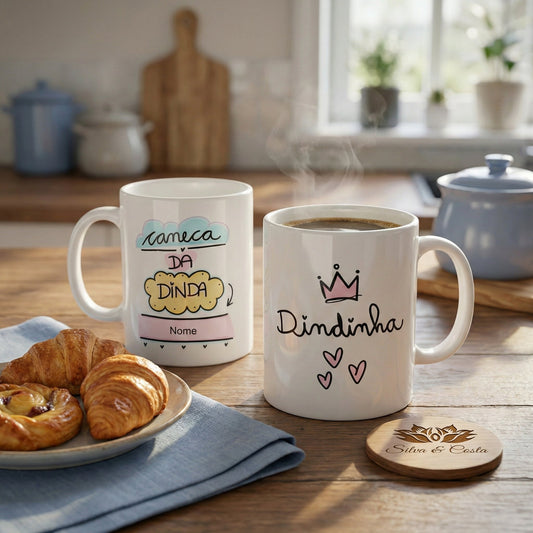 Caneca Personalizada com Foto e Nome — Presente para Dinda Dindinha