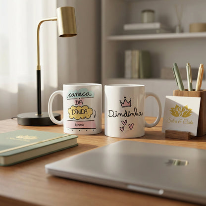 Caneca Personalizada com Foto e Nome — Presente para Dinda Dindinha