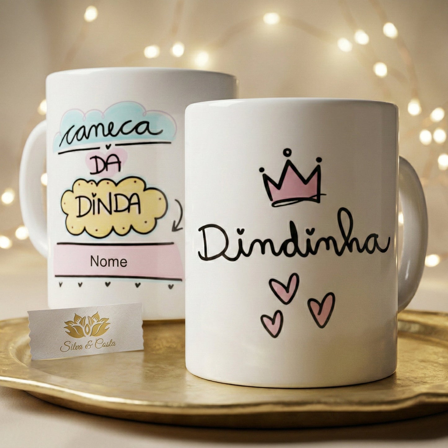 Caneca Personalizada com Foto e Nome — Presente para Dinda Dindinha