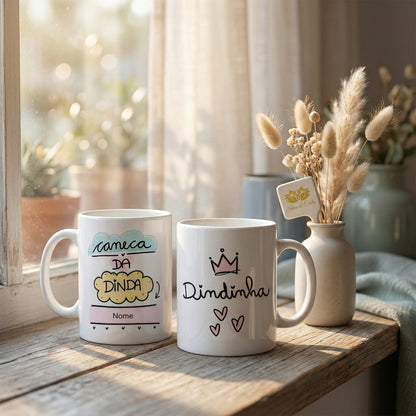 Caneca Personalizada com Foto e Nome — Presente para Dinda Dindinha