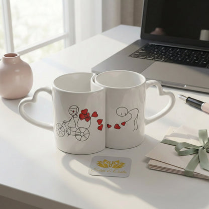 Caneca Personalizada com Foto Duplo Coração — Presente Romântico Casal
