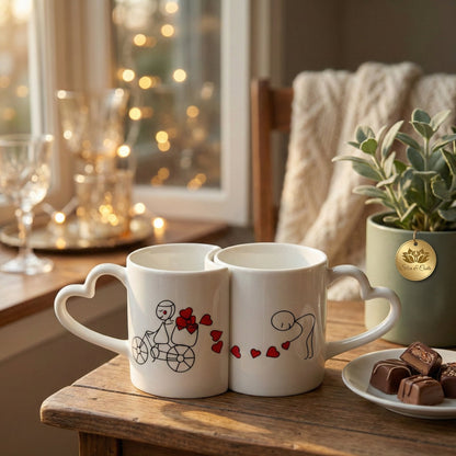 Caneca Personalizada com Foto Duplo Coração — Presente Romântico Casal