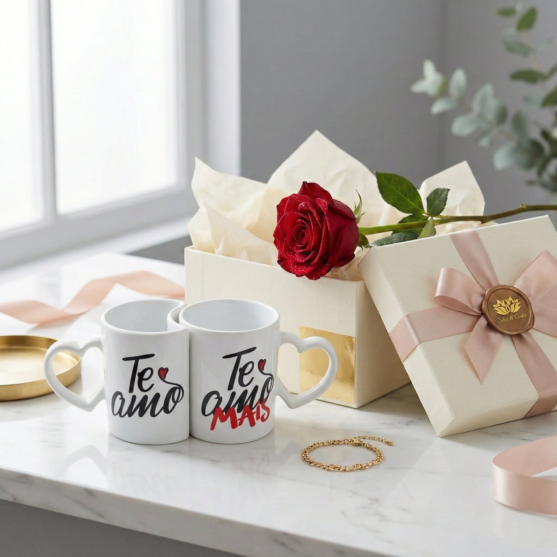 Avaliação de cliente - Caneca Personalizada com Foto Duplo Coração — Presente Romântico Casal