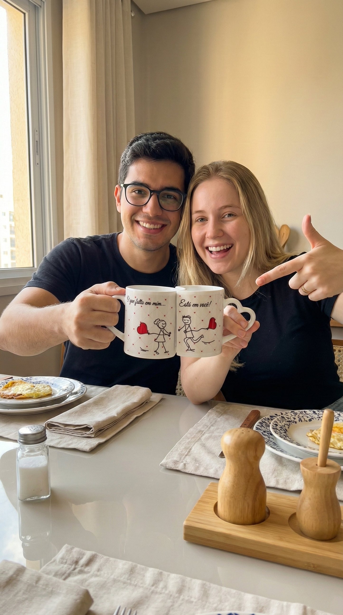 Avaliação de cliente - Caneca Personalizada com Foto Duplo Coração — Presente Romântico Casal