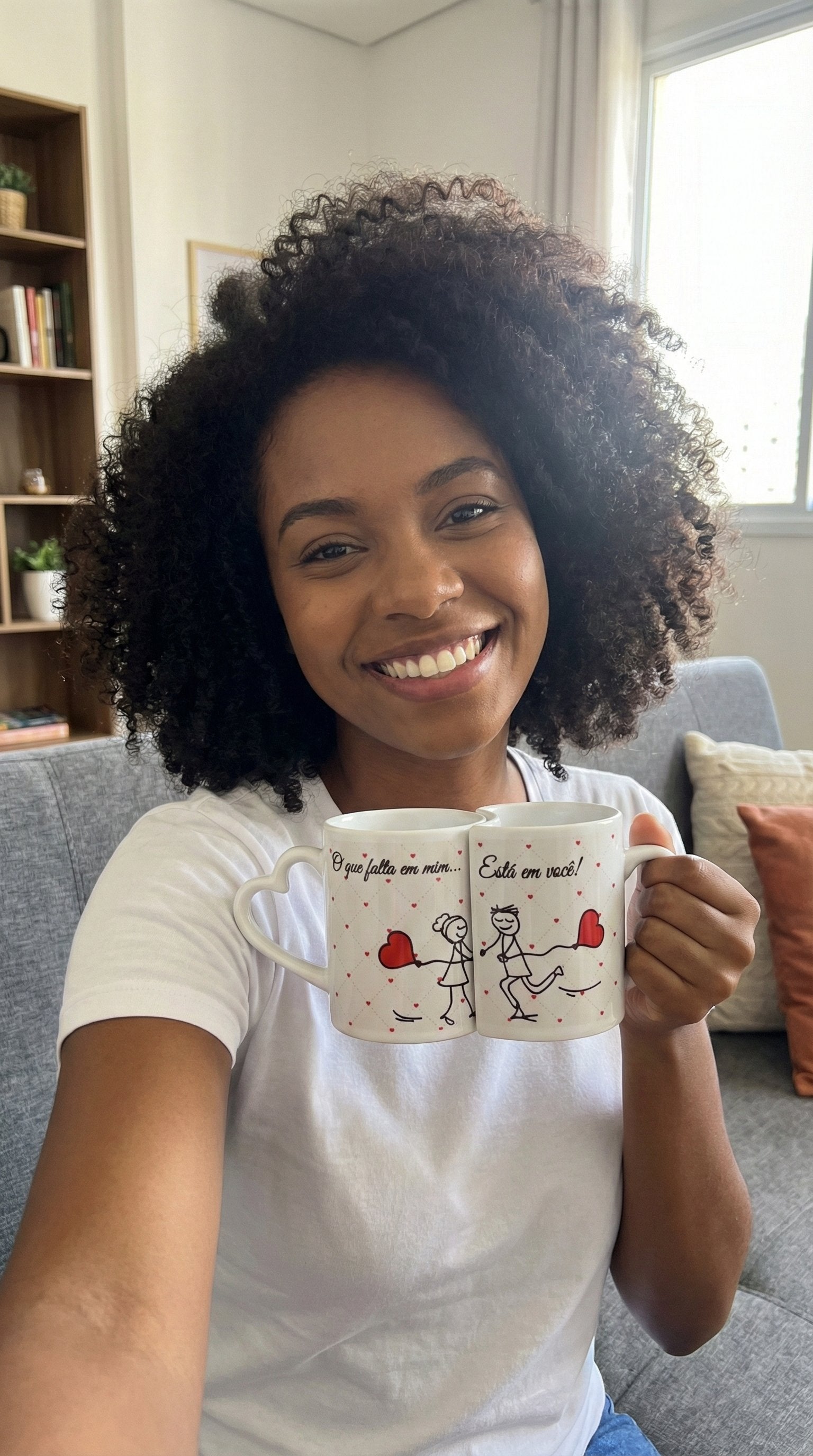 Avaliação de cliente - Caneca Personalizada com Foto Duplo Coração — Presente Romântico Casal