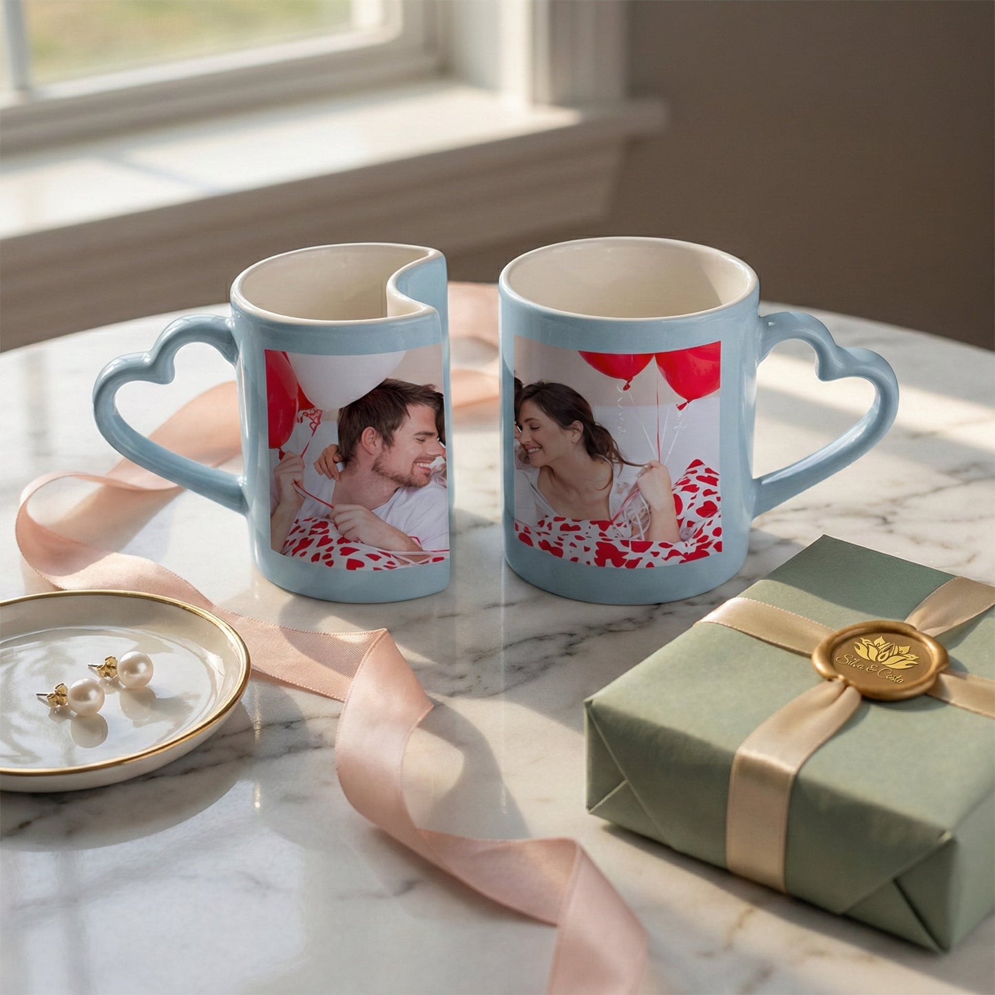 Avaliação de cliente - Caneca Personalizada com Foto Duplo Coração — Presente Romântico Casal