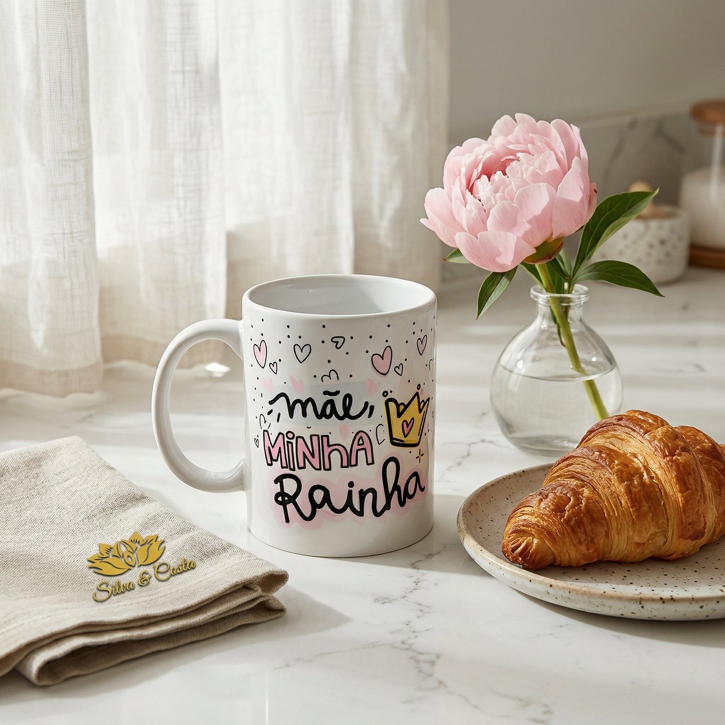 Caneca de Porcelana Personalizada Mãe | Com Nome