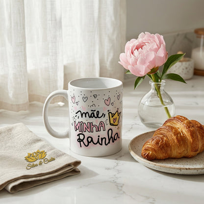 Caneca de Porcelana Personalizada Mãe | Com Nome