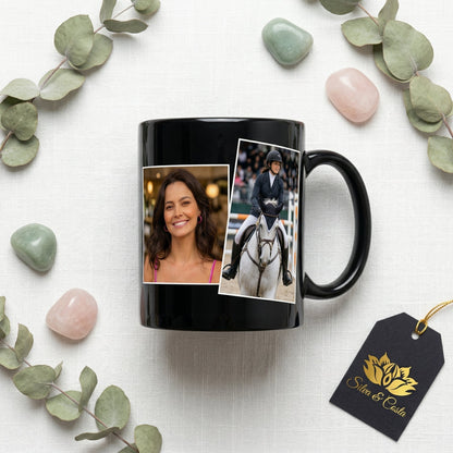 Caneca Porcelana Preta Personalizada com Foto | Presente