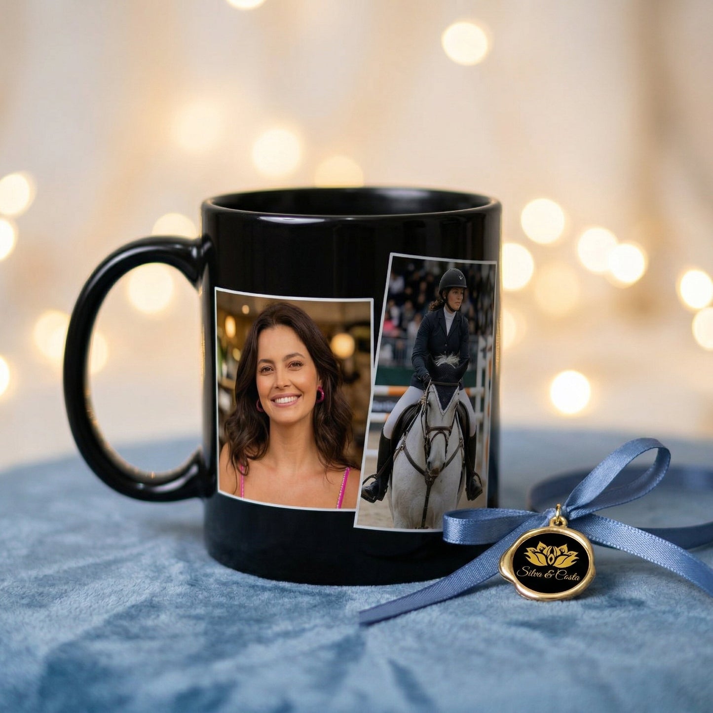 Caneca Porcelana Preta Personalizada com Foto | Presente