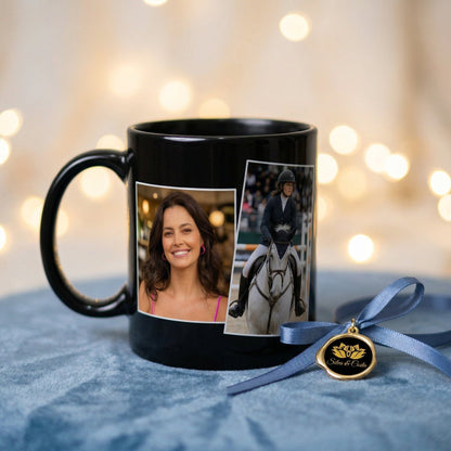 Caneca Porcelana Preta Personalizada com Foto | Presente
