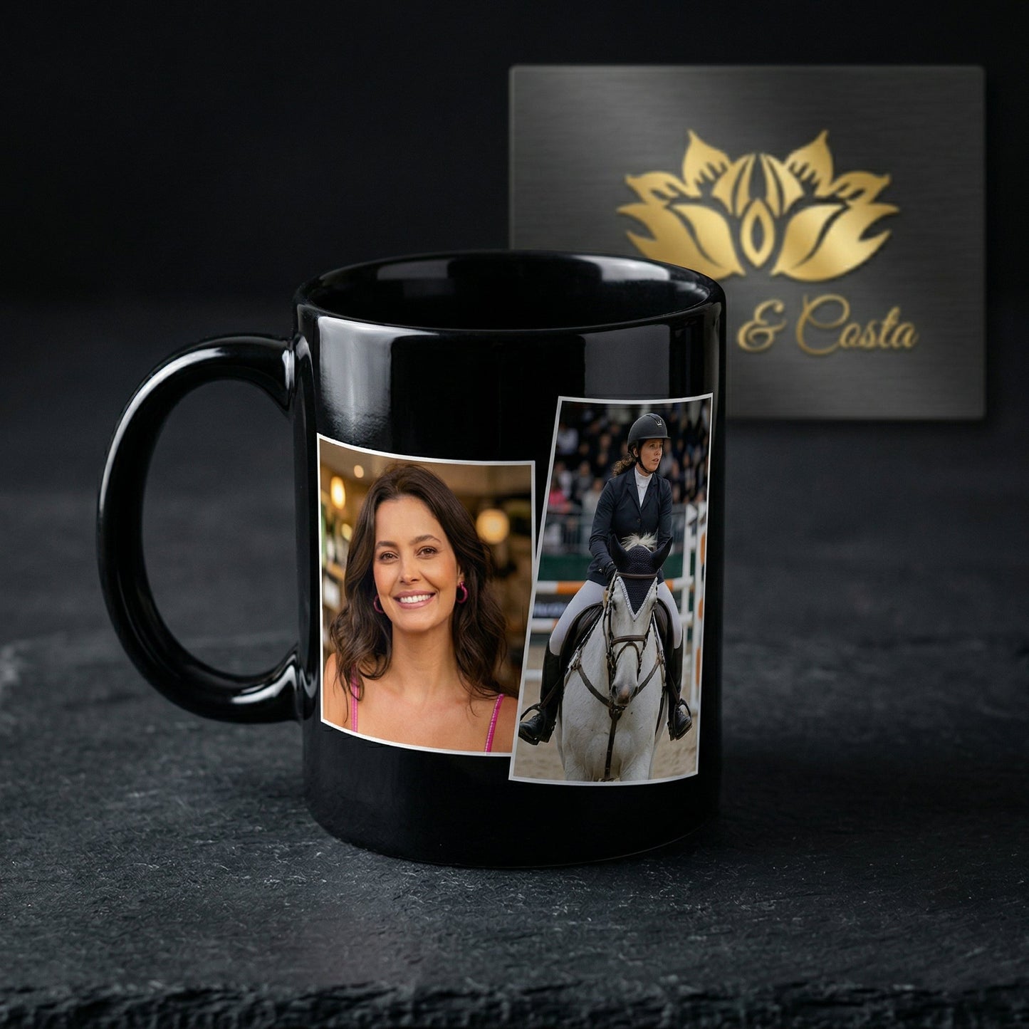 Caneca Porcelana Preta Personalizada com Foto | Presente