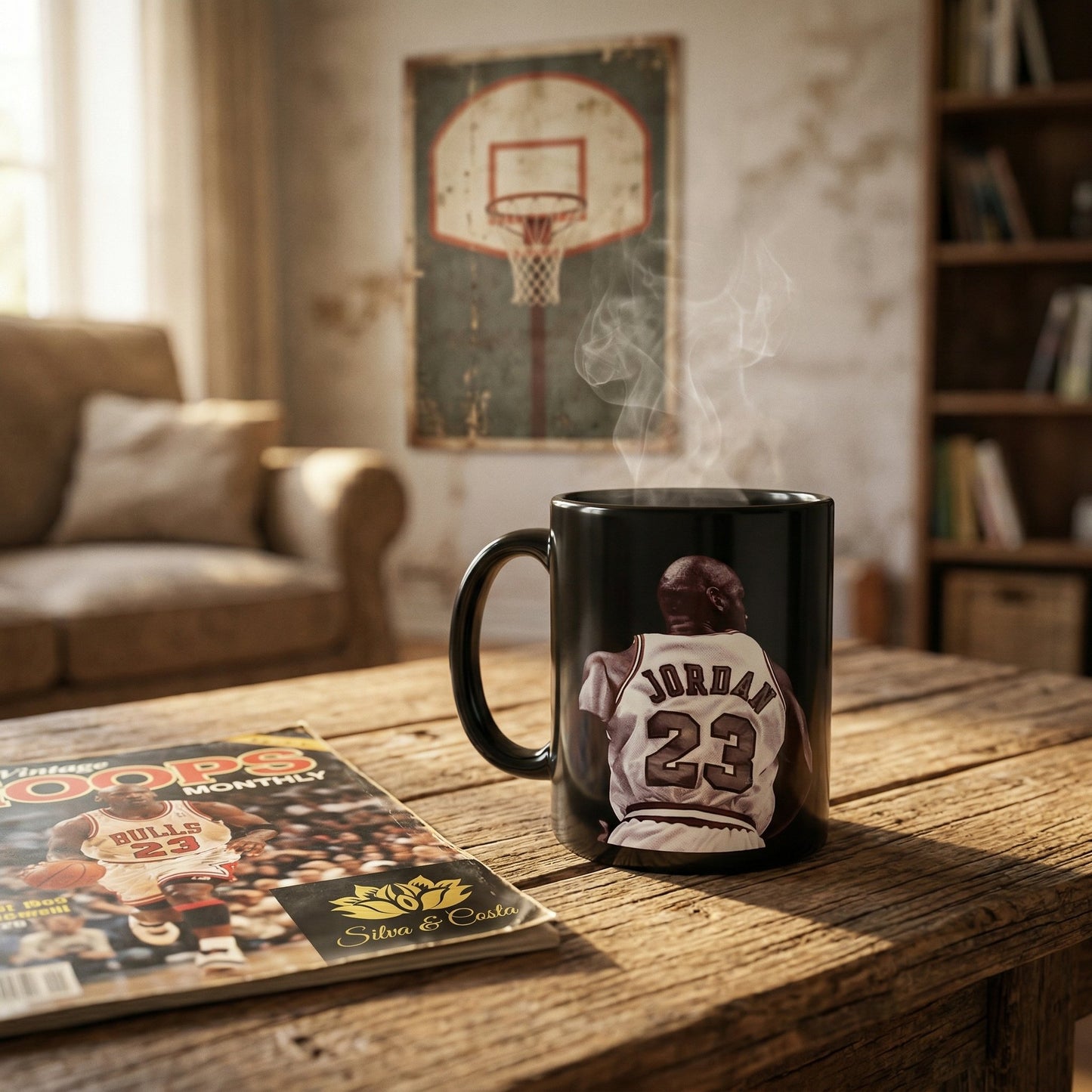 Caneca Preta Personalizada com Foto | Presente Basquete