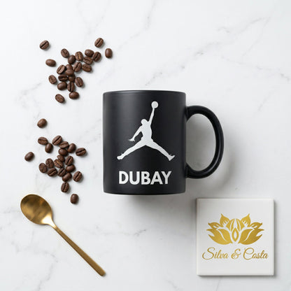 Caneca Preta Personalizada Basquete | Com Foto e Nome