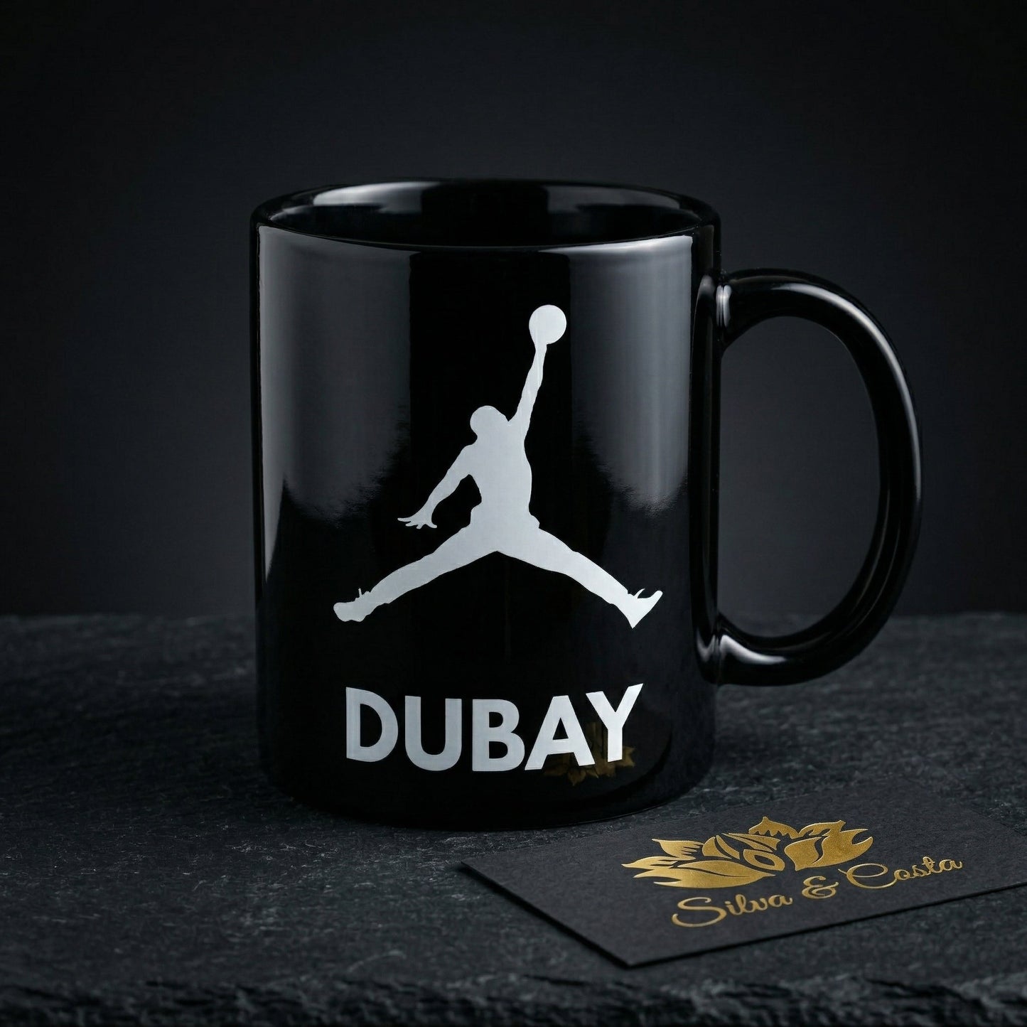 Caneca Preta Personalizada Basquete | Com Foto e Nome