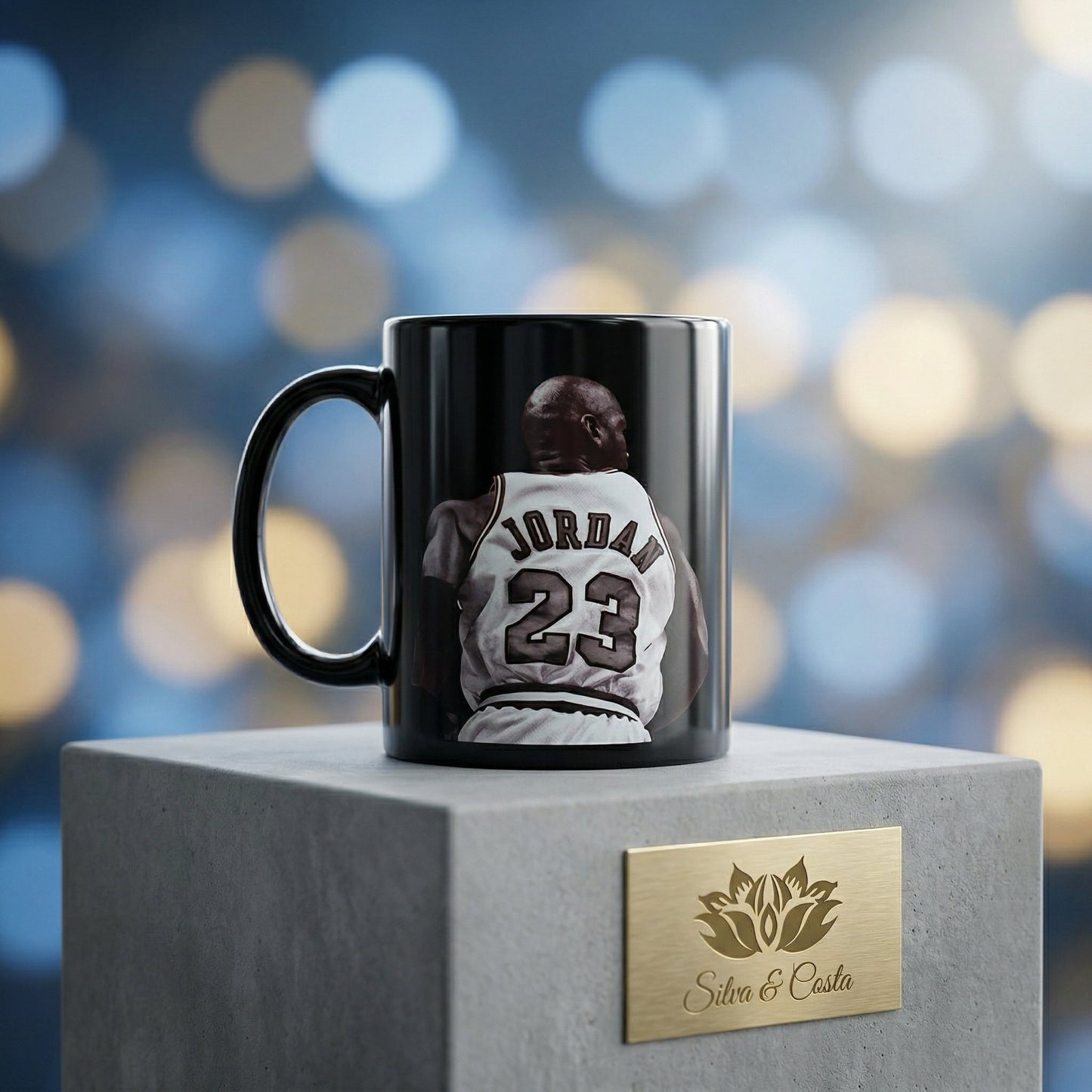 Caneca Preta Personalizada com Foto | Presente Basquete