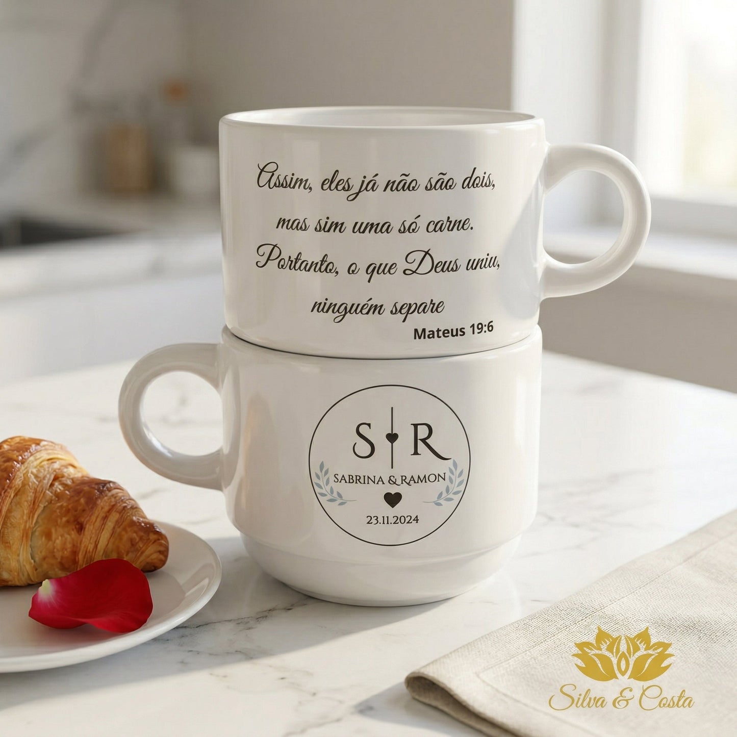 Caneca Personalizada com Iniciais e Versículo | Presente Amiga