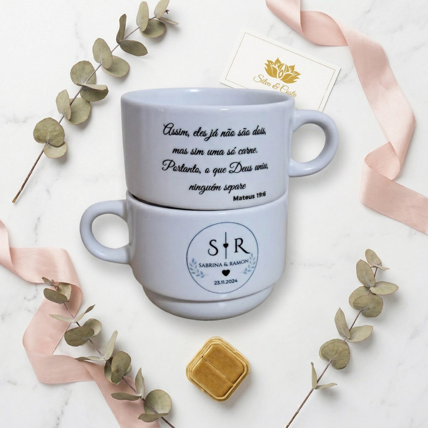 Caneca Personalizada com Iniciais e Versículo | Presente Amiga