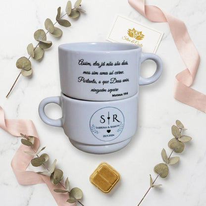 Caneca Personalizada com Iniciais e Versículo | Presente Amiga