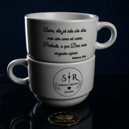 Caneca Personalizada com Iniciais e Versículo | Presente Amiga