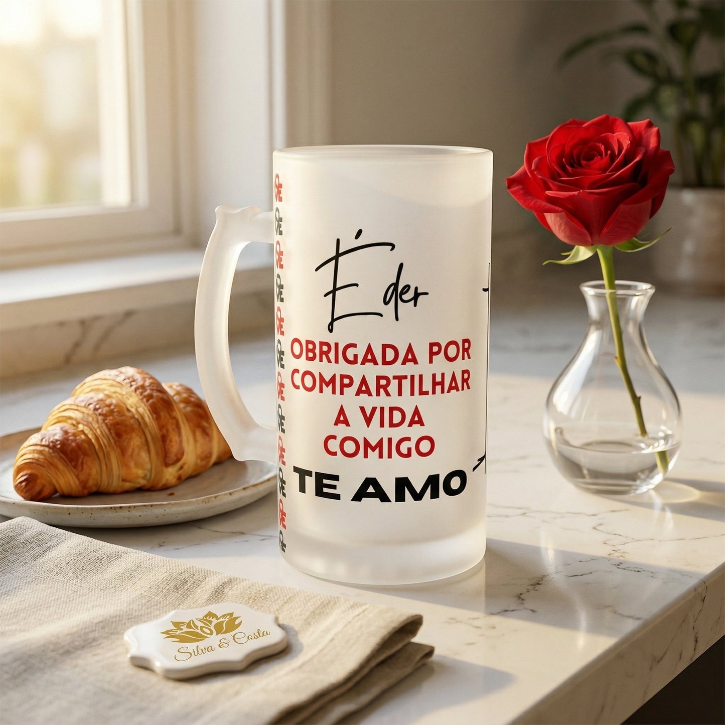 Caneca Vidro Jateado Personalizada com Foto | Presente