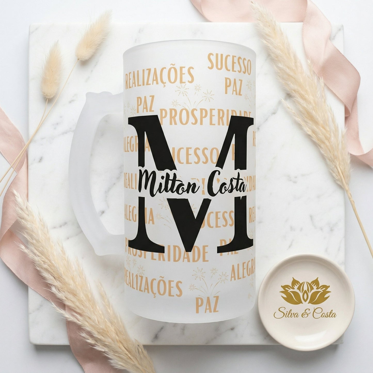 Caneca Vidro Jateado Personalizada com Nome | Presente