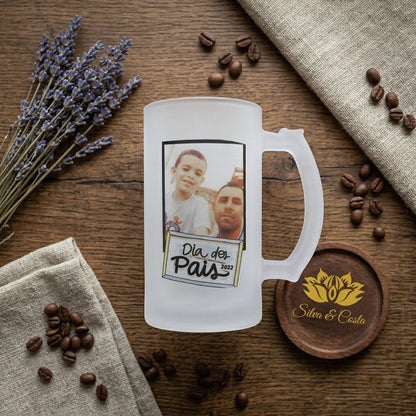 Caneca Vidro Jateado Personalizada c/ Foto | Presente
