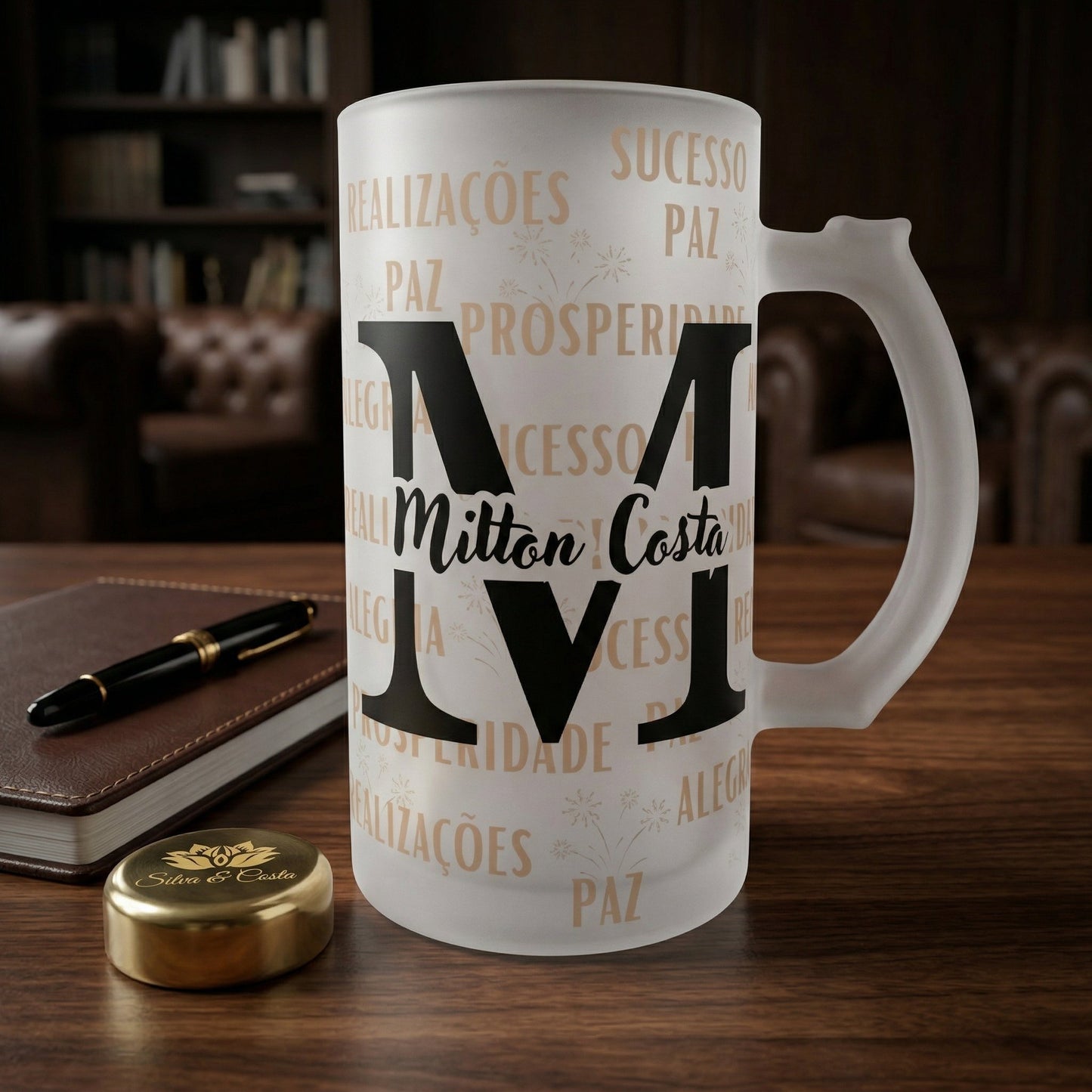 Caneca Vidro Jateado Personalizada com Nome | Presente