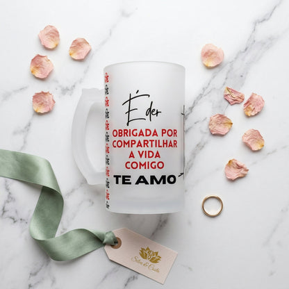 Caneca Vidro Jateado Personalizada com Foto | Presente