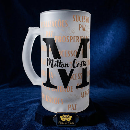 Caneca Vidro Jateado Personalizada com Nome | Presente