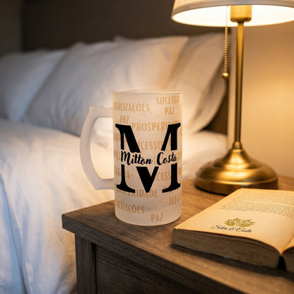 Caneca Vidro Jateado Personalizada com Nome | Presente