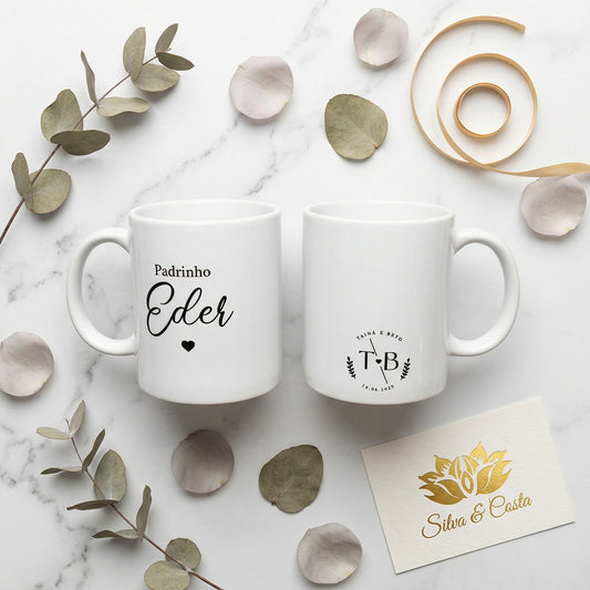 Conjunto Canecas Cerâmica Personalizadas | Padrinhos
