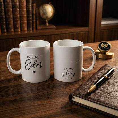 Conjunto Canecas Cerâmica Personalizadas | Padrinhos