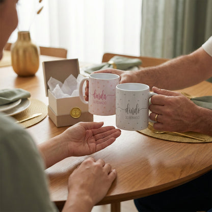 Kit Caneca Personalizada com Nome — Dindo e Dinda Padrinhos (2un)