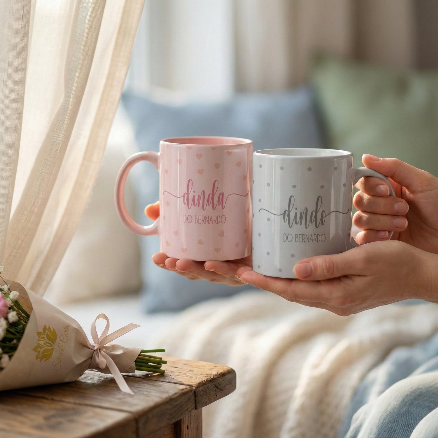 Kit Caneca Personalizada com Nome — Dindo e Dinda Padrinhos (2un)