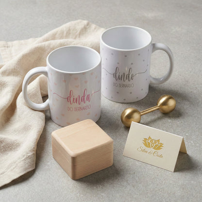 Kit Caneca Personalizada com Nome — Dindo e Dinda Padrinhos (2un)