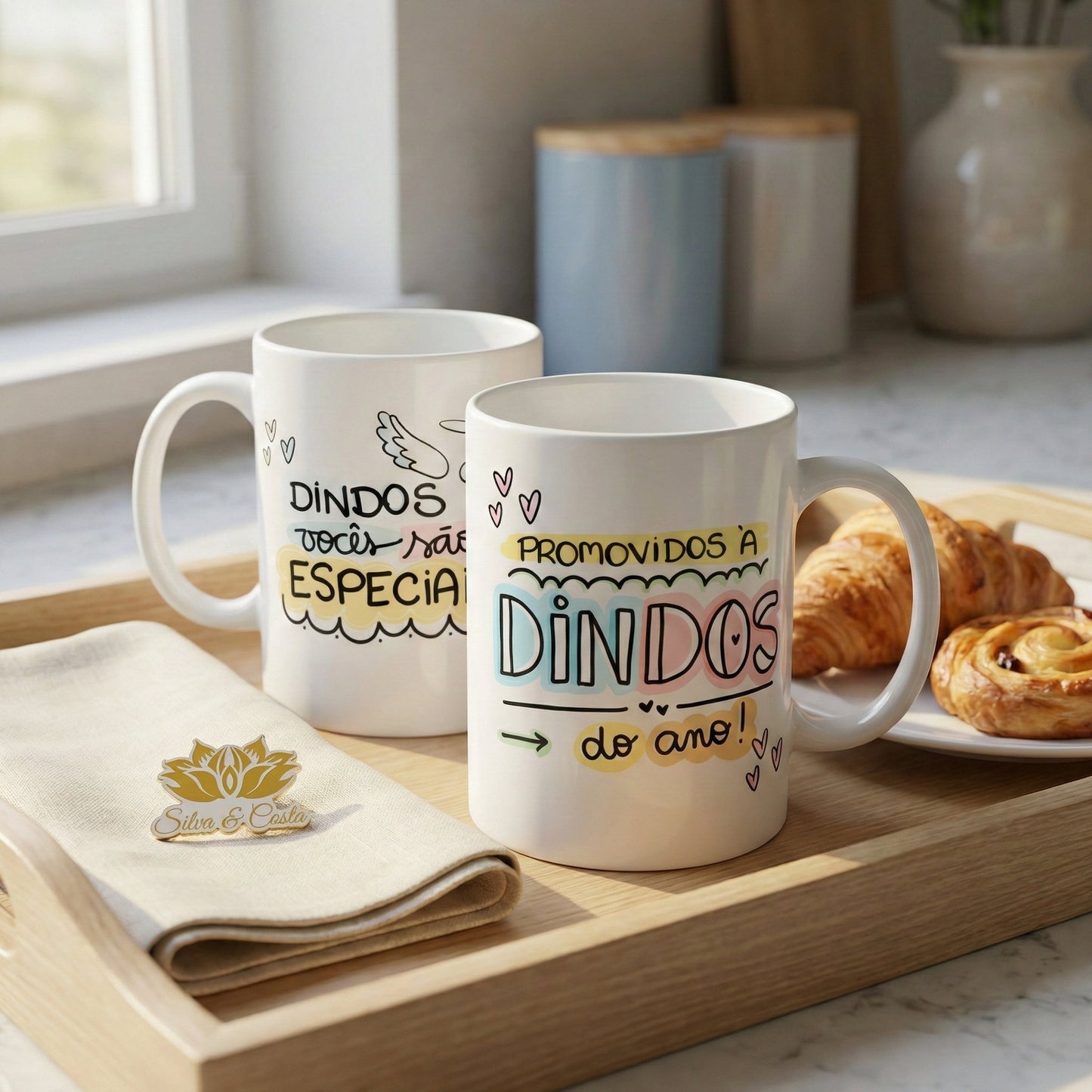 Kit Caneca Personalizada com Nome — Padrinhos Dindo e Dinda (2 un)