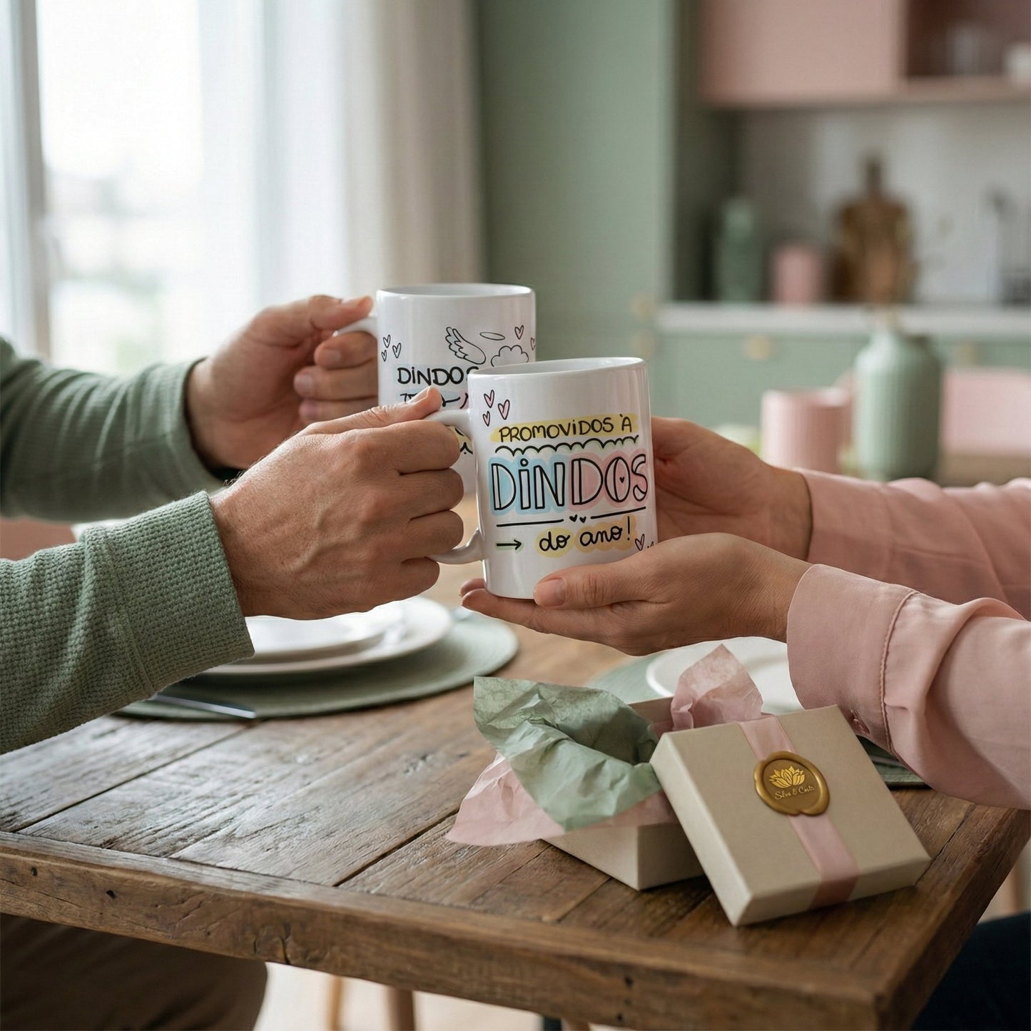 Kit Caneca Personalizada com Nome — Padrinhos Dindo e Dinda (2 un)