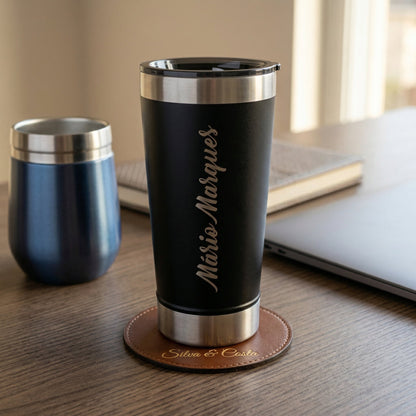Copo Stanley Térmico Personalizado Preto inox com Nome Vertical | Presente