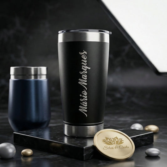 Copo Stanley Térmico Preto Personalizado com Nome em Escrita Vertical | Presente
