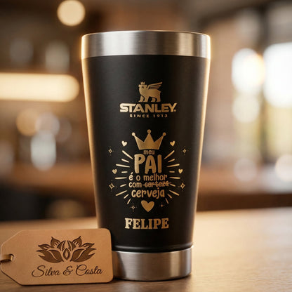 Copo térmico personalizado Stanley 473ml com nome e frase | Presente para Pai