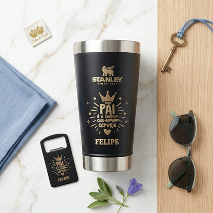 Copo térmico personalizado Stanley 473ml com nome e frase | Presente para Pai