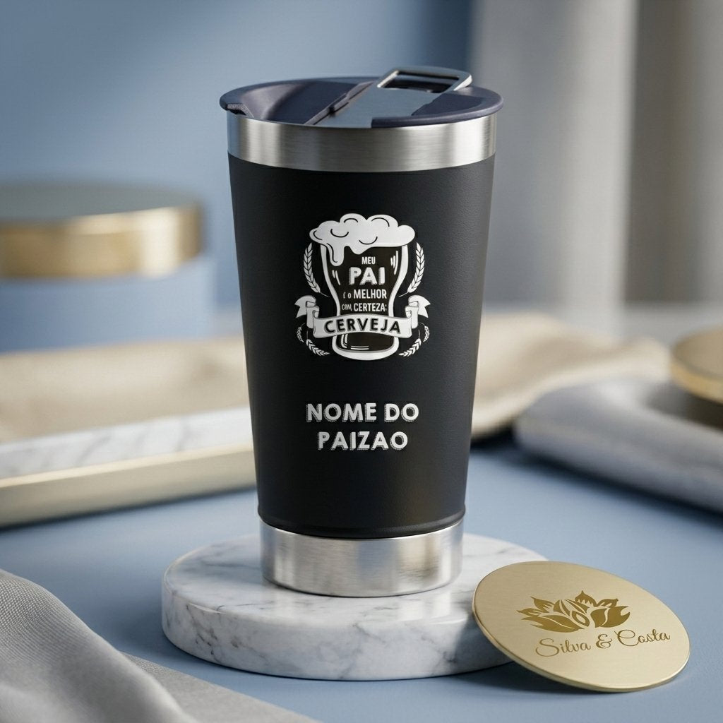 Copo térmico estilo Stanley personalizado com nome | Presente Dia dos Pais