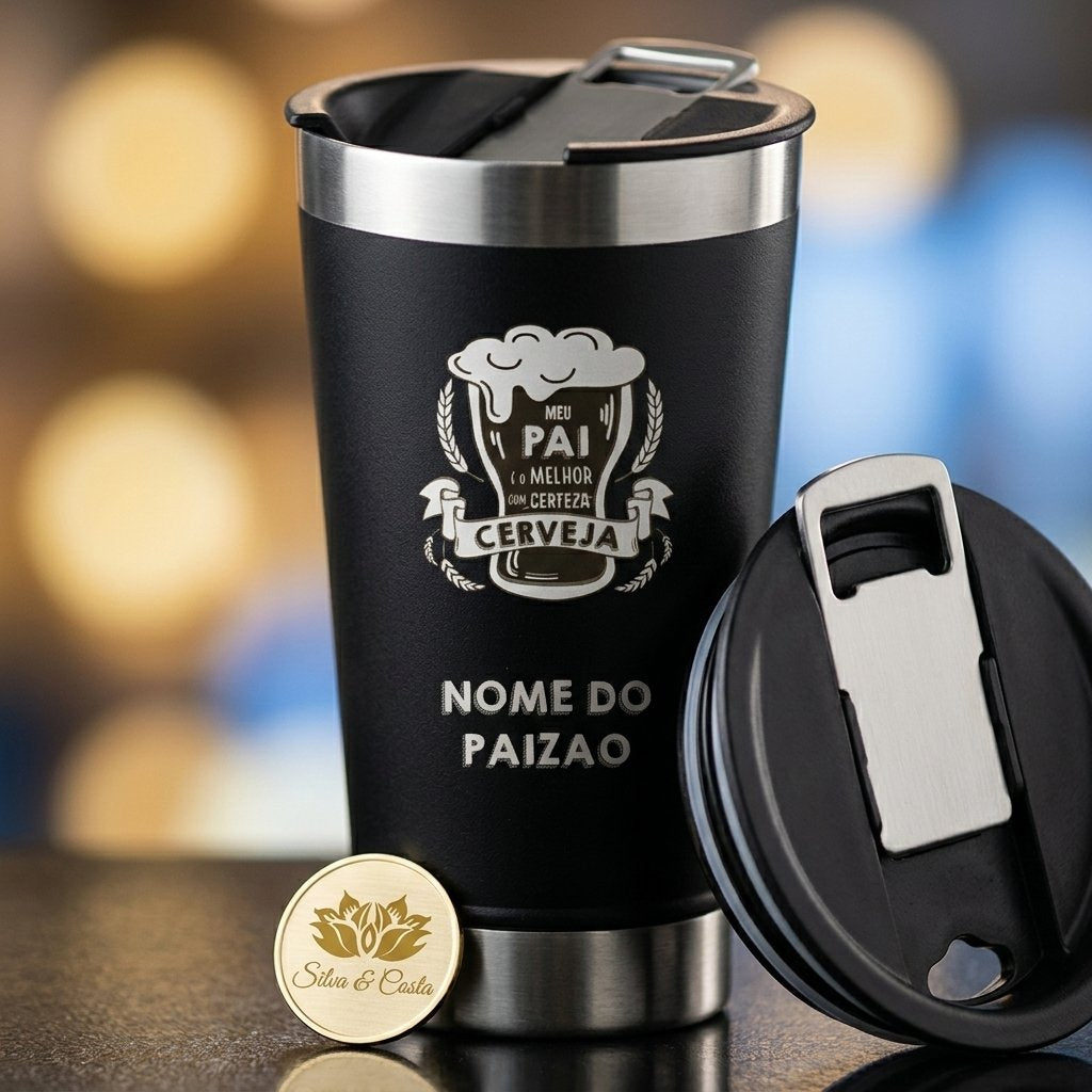 Copo térmico estilo Stanley personalizado com nome | Presente Dia dos Pais
