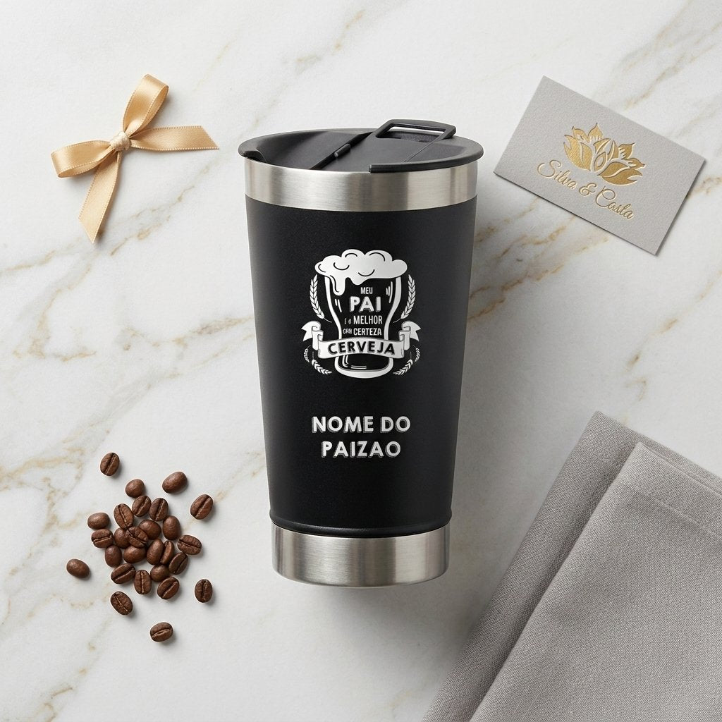 Copo térmico estilo Stanley personalizado com nome | Presente Dia dos Pais