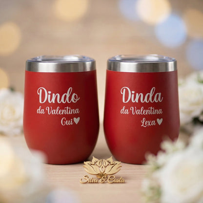 Kit 2 copos térmicos cuia personalizados com nome | Presente Dindo e Dinda