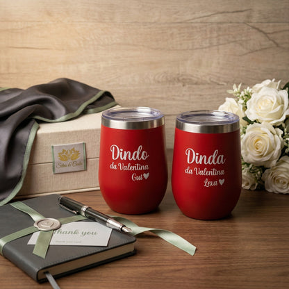 Kit 2 copos térmicos cuia personalizados com nome | Presente Dindo e Dinda